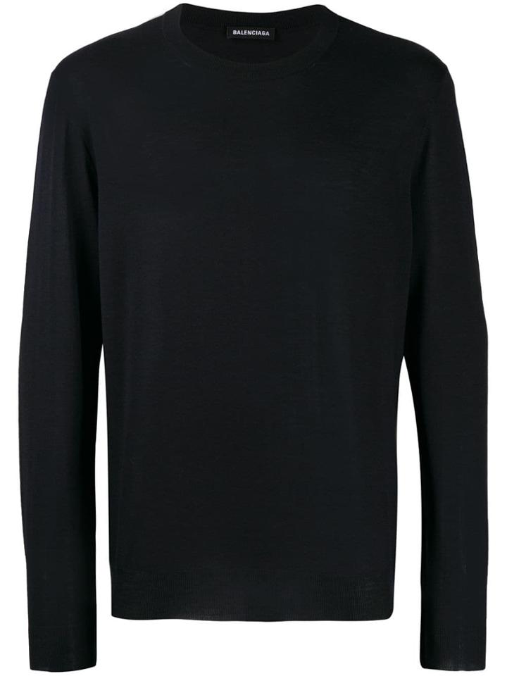 Balenciaga Back Signature Logo Knitted Jumper - Blue