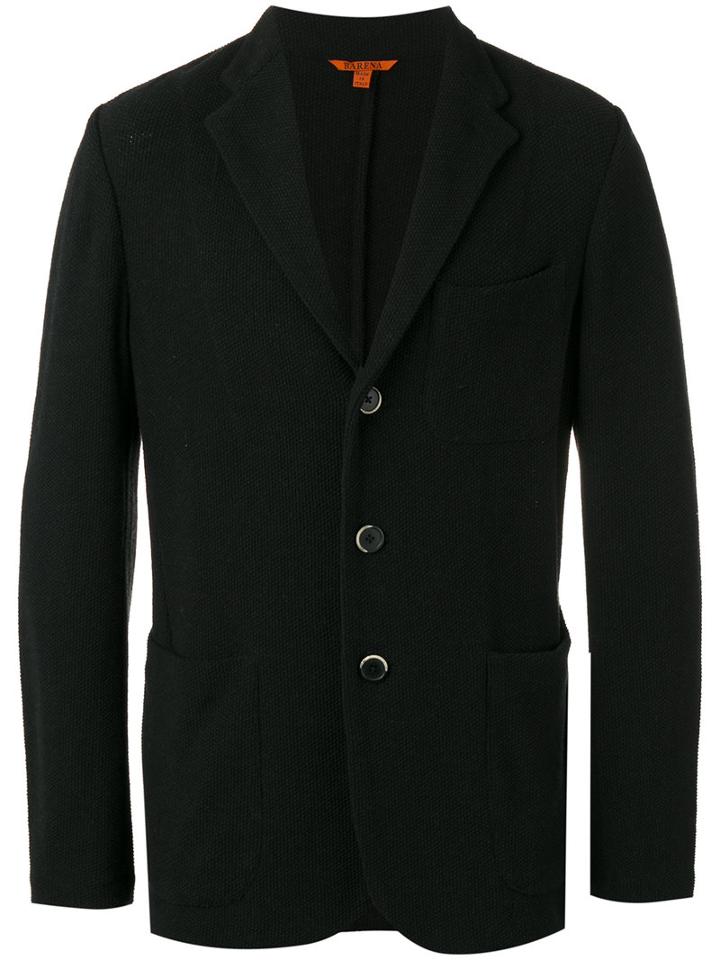 Barena Three Button Blazer, Men's, Size: 52, Black, Cotton/acrylic/polyester/viscose