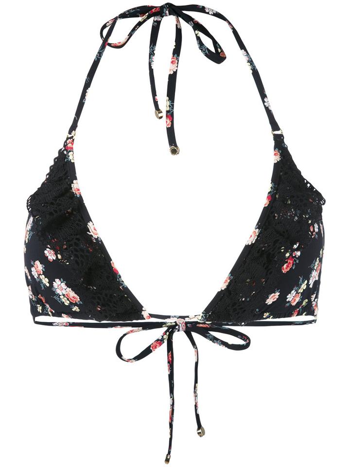 Stella Mccartney - Vintage Floral Bikini Top - Women - Polyamide/polyester - Xs, Black, Polyamide/polyester