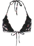 Stella Mccartney - Vintage Floral Bikini Top - Women - Polyamide/polyester - Xs, Black, Polyamide/polyester