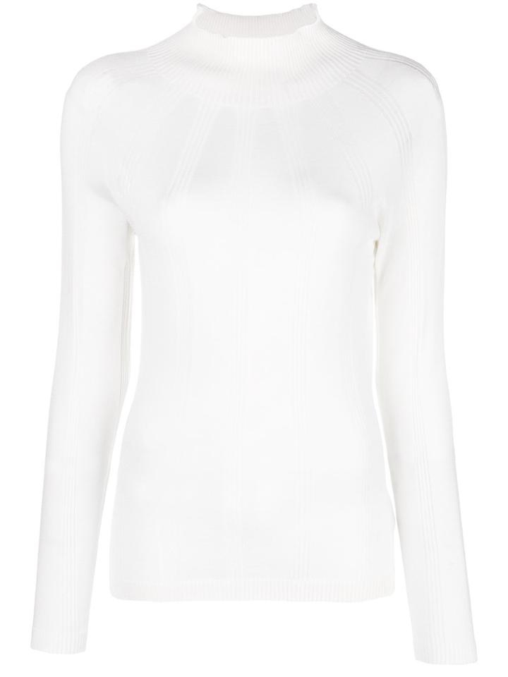 Blumarine Fitted Ribbed Sweater - White