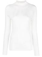 Blumarine Fitted Ribbed Sweater - White