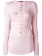 Balmain Long Sleeved Top, Women's, Size: 40, Pink/purple, Wool