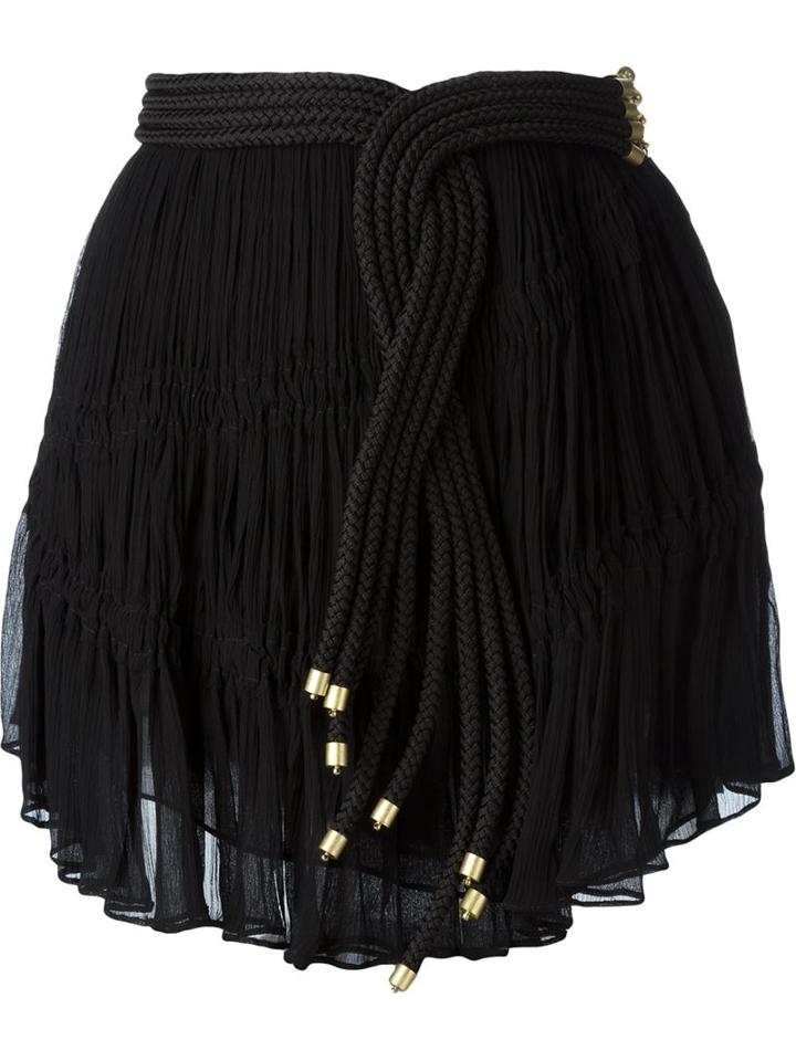 Jay Ahr - Rope Detail Mini Skirt - Women - Silk/nylon - 34, Women's, Black, Silk/nylon