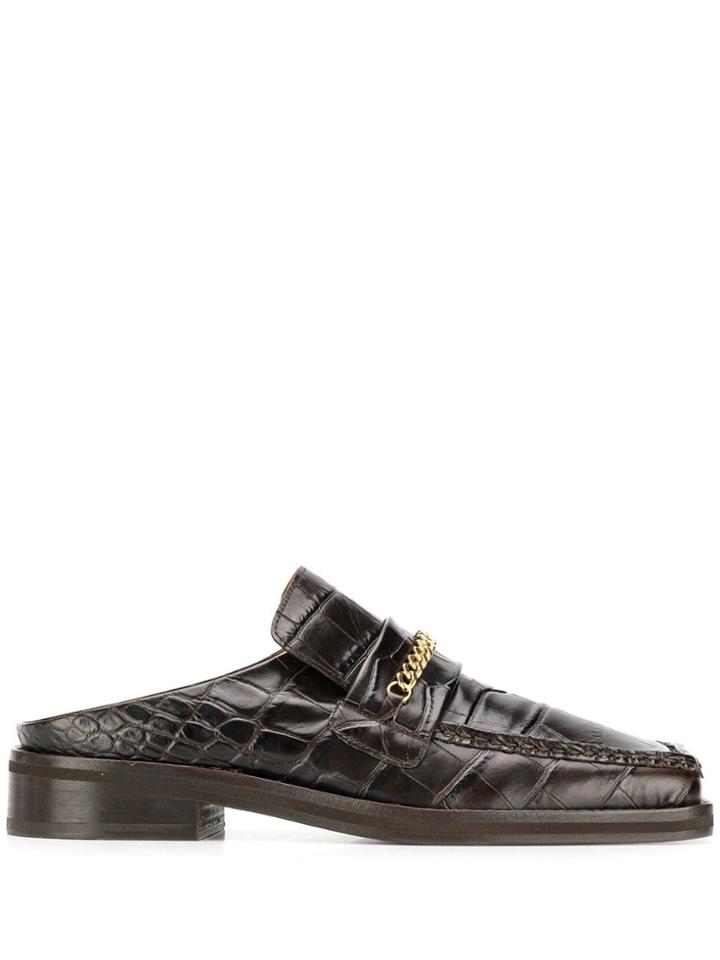 Martine Rose Crocodile Effect Loafers - Brown