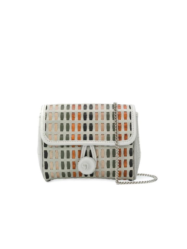 Carmina Campus Braided Flap Crossbody Bag - Grey