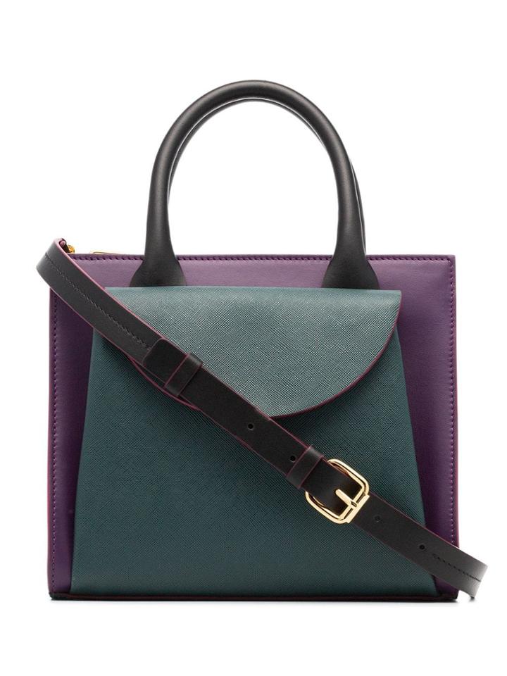 Marni Law Top Handle Leather Tote Bag - Pink & Purple