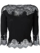 Ermanno Scervino Lace Detailing Blouse, Women's, Size: 42, Black, Wool/cashmere/silk/polyamide