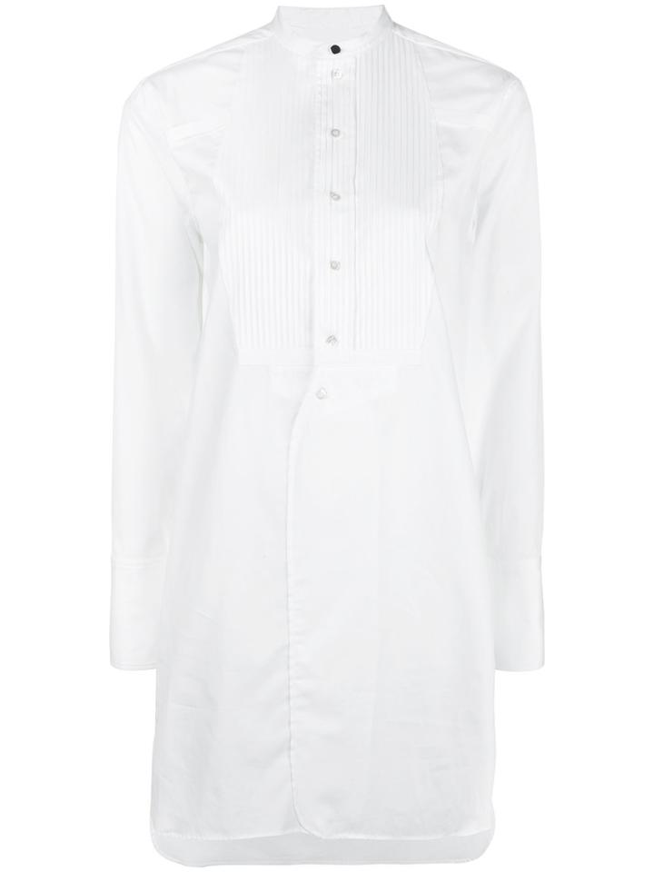 Victoria Victoria Beckham Pintuck Collarless Shirt Dress - White