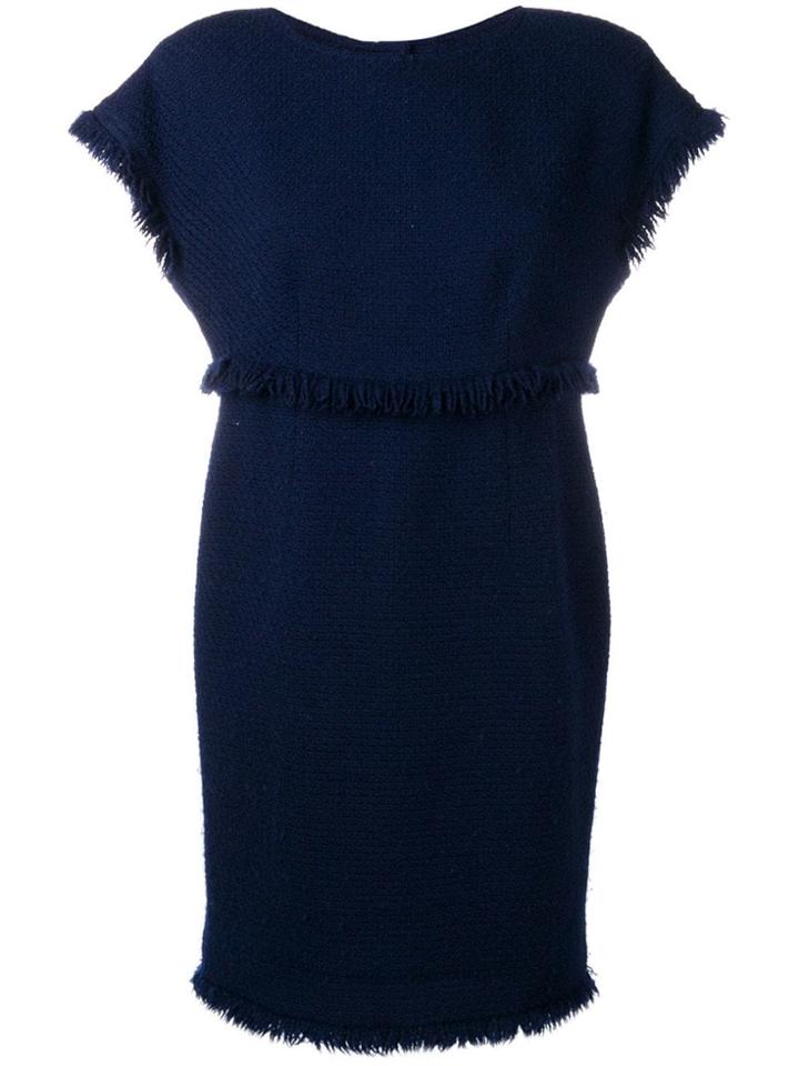 Chanel Vintage 1990's Fringed Knitted Dress - Blue
