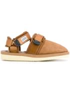 Suicoke Touch Fastening Shearling Sandals - Brown