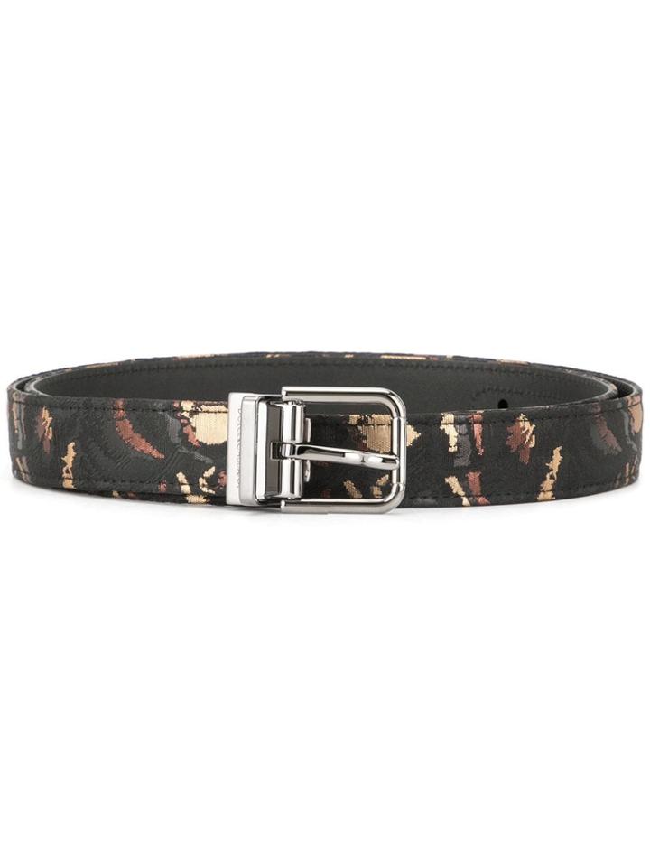 Dolce & Gabbana Embroidered Camouflage Belt - Black