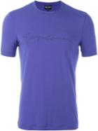 Giorgio Armani Logo Print T-shirt, Men's, Size: 52, Pink/purple, Spandex/elastane/viscose