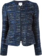 Armani Collezioni Zip-up Tweed Jacket, Women's, Size: 44, Blue, Acrylic/polyamide/polyester/wool