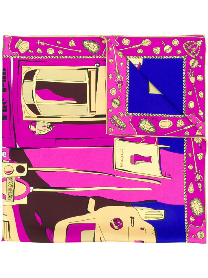 Emilio Pucci London-print Scarf - Pink & Purple