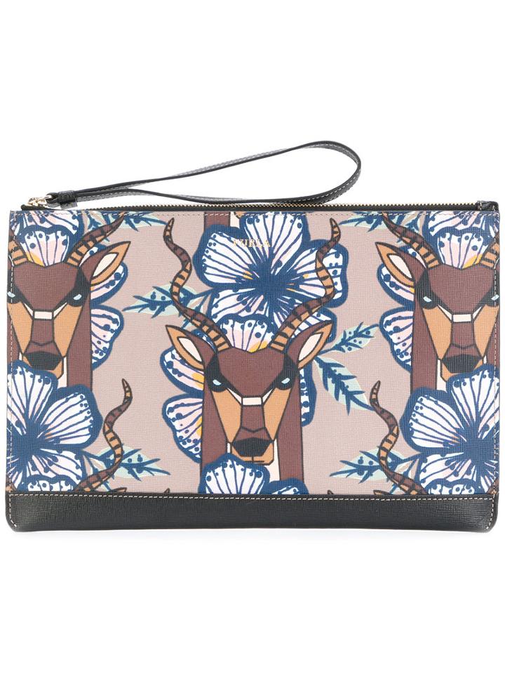 Furla - Gorilla Print Clutch - Women - Leather - One Size, Leather