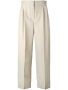 Céline High Waisted Trousers With Front Pleat, Women's, Size: 42, Nude/neutrals, Cotton/wool