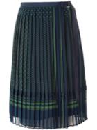 Sacai Pleated Midi Skirt, Women's, Size: 1, Blue, Polyester/cupro