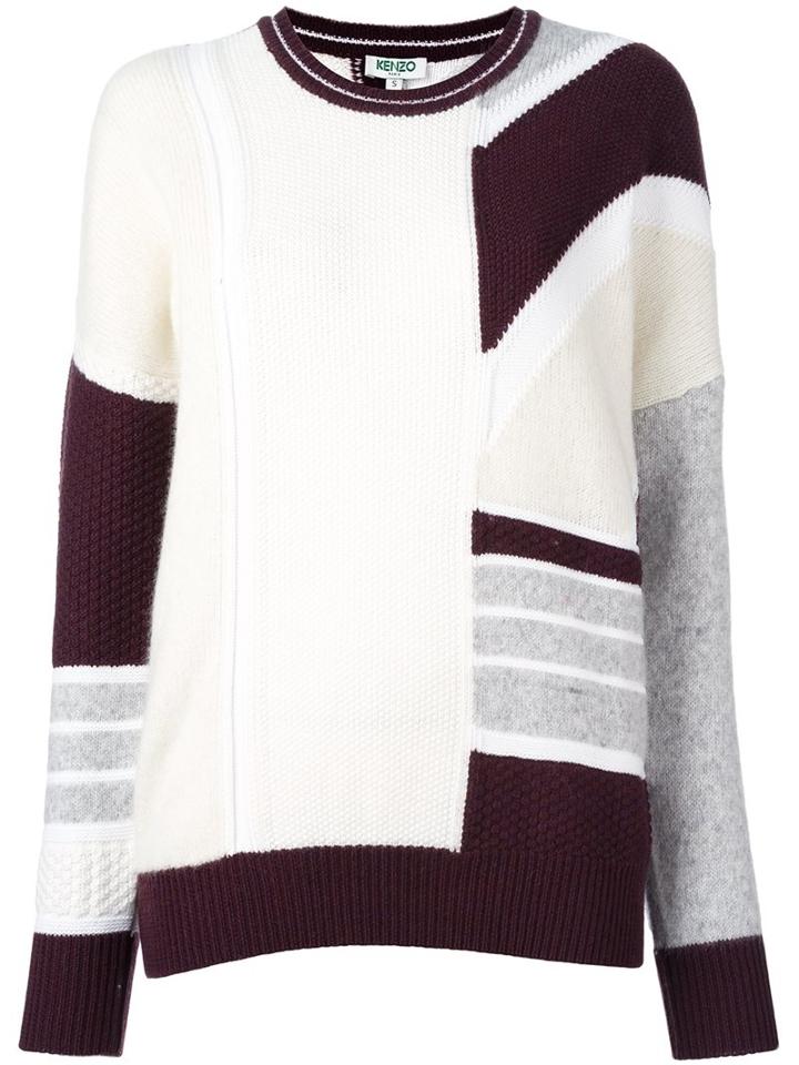 Kenzo Patchwork Jumper, Women's, Size: Large, Pink/purple, Polyamide/polypropylene/wool/alpaca