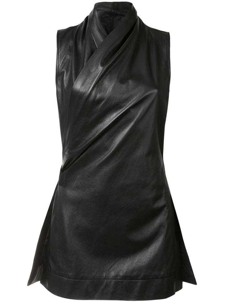 Rick Owens Twisted Sleeveless Jacket, Women's, Size: 44, Black, Cupro/leather