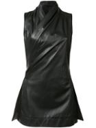 Rick Owens Twisted Sleeveless Jacket, Women's, Size: 44, Black, Cupro/leather