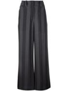 Lost & Found Ria Dunn Striped Wide Leg Trousers, Women's, Size: Medium, Grey, Viscose/wool