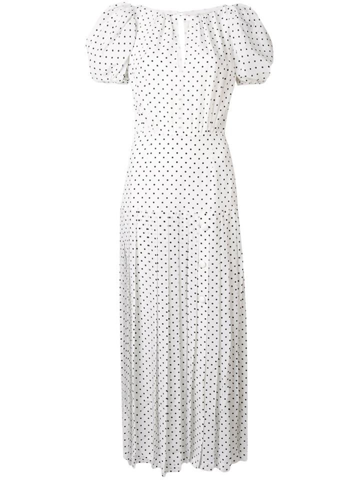 Alessandra Rich Spotted Pleated Dress - White