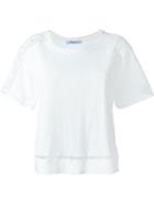 Blumarine Embroidered Sleeve T-shirt, Women's, Size: 42, White, Cotton/polyester/polyamide