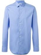 Ermanno Scervino Classic Shirt, Men's, Size: 46, Blue, Cotton/spandex/elastane