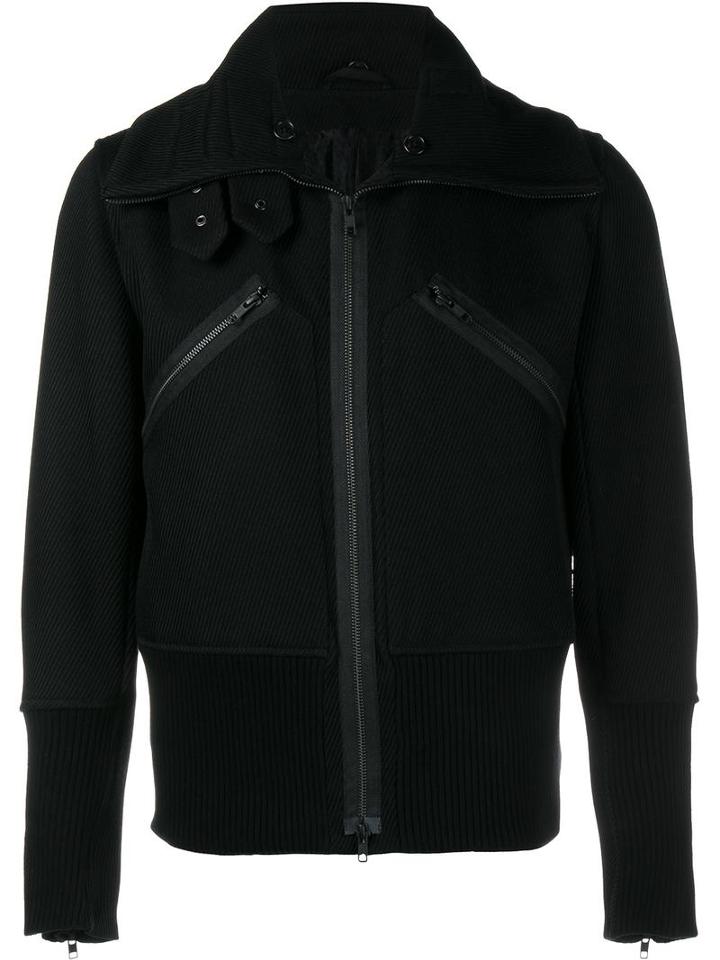 Ann Demeulemeester Ribbed Detail Jacket, Men's, Size: Xl, Black, Virgin Wool/viscose/nylon/cotton