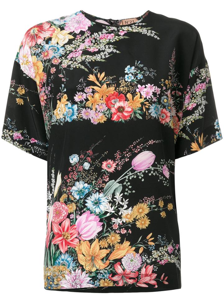 No21 Floral Printed T-shirt - Black