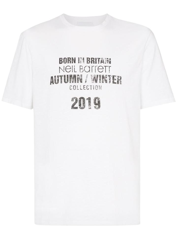 Neil Barrett Born In Britain-print T-shirt - White