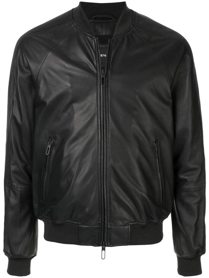 Emporio Armani Faux Leather Bomber Jacket - Blue