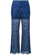 Msgm Scalloped Hem Sheer Trousers, Women's, Size: 38, Blue, Polyamide/viscose/polyester