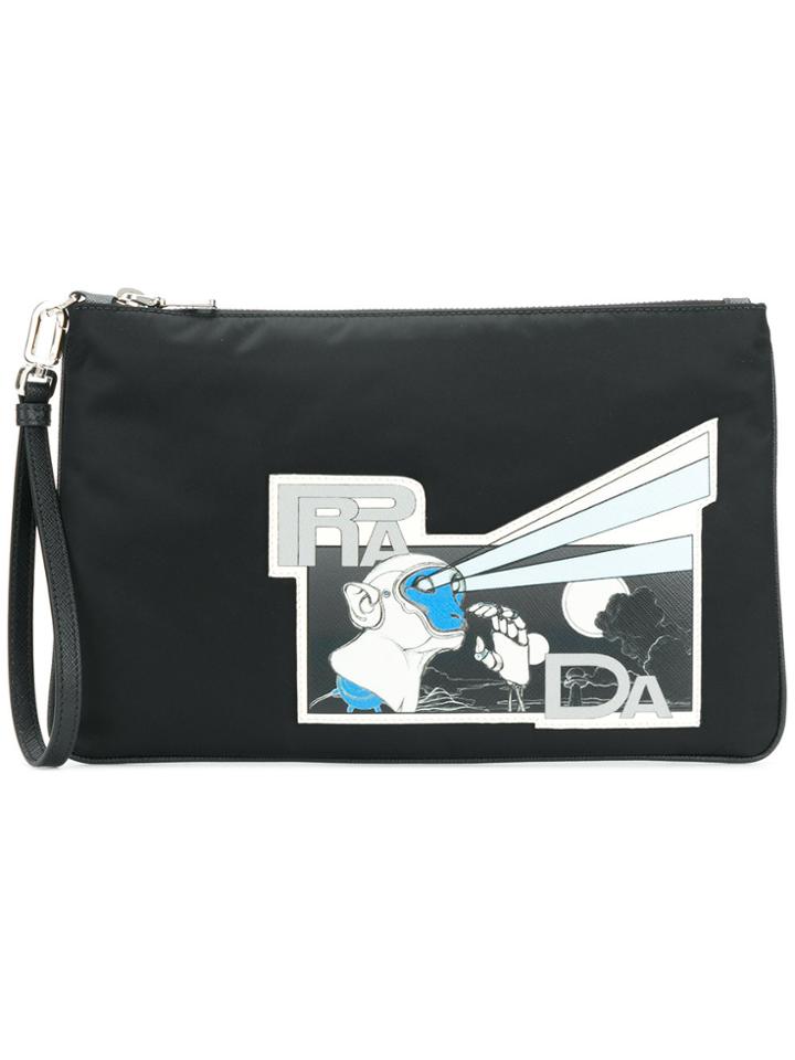 Prada Comic Print Clutch - Black