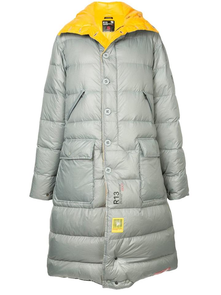 R13 Contrast Lining Coat - Grey