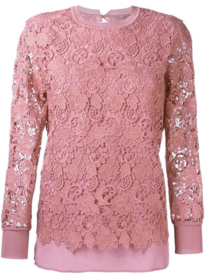 Ermanno Scervino Laced Top, Women's, Size: 40, Pink/purple, Acrylic/polyester/silk