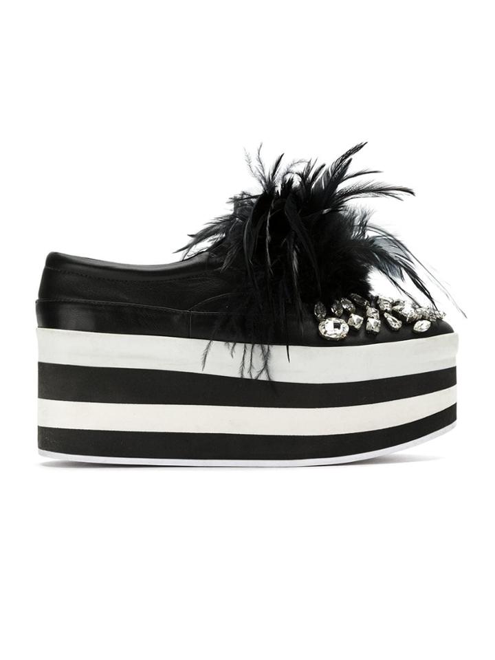 Andrea Bogosian Leather Apliqué Flatform - Black