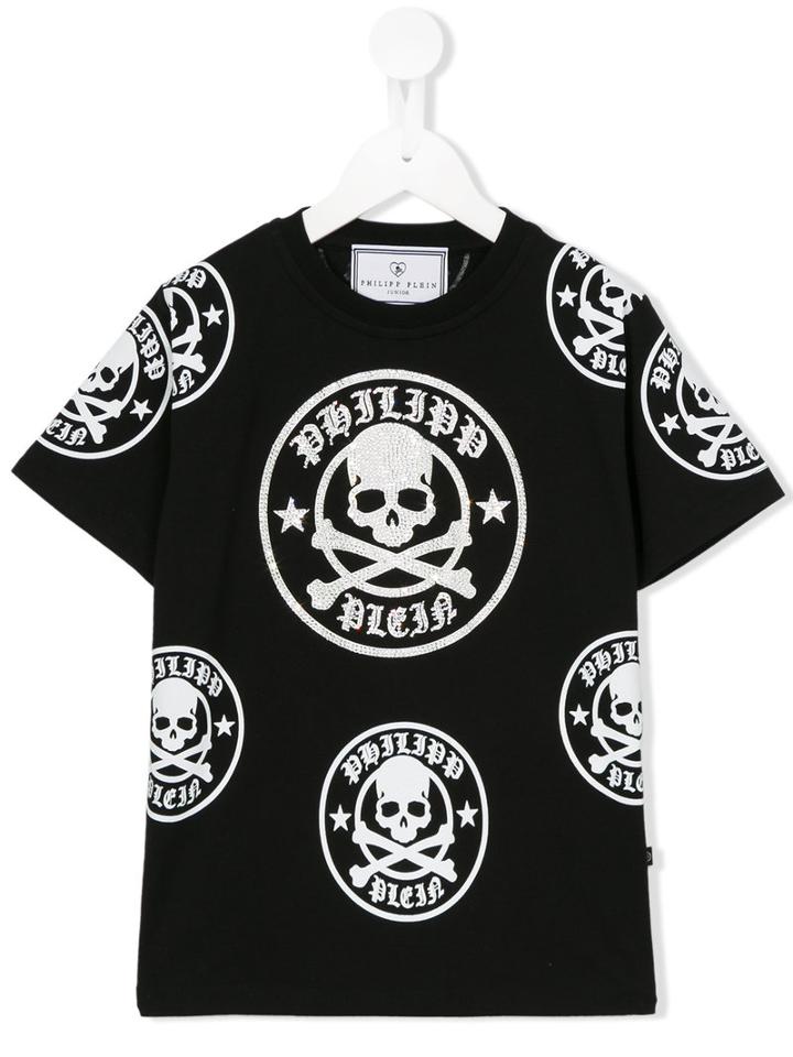 Philipp Plein Kids Skull And Crossbones T-shirt, Boy's, Size: 6 Yrs, Black