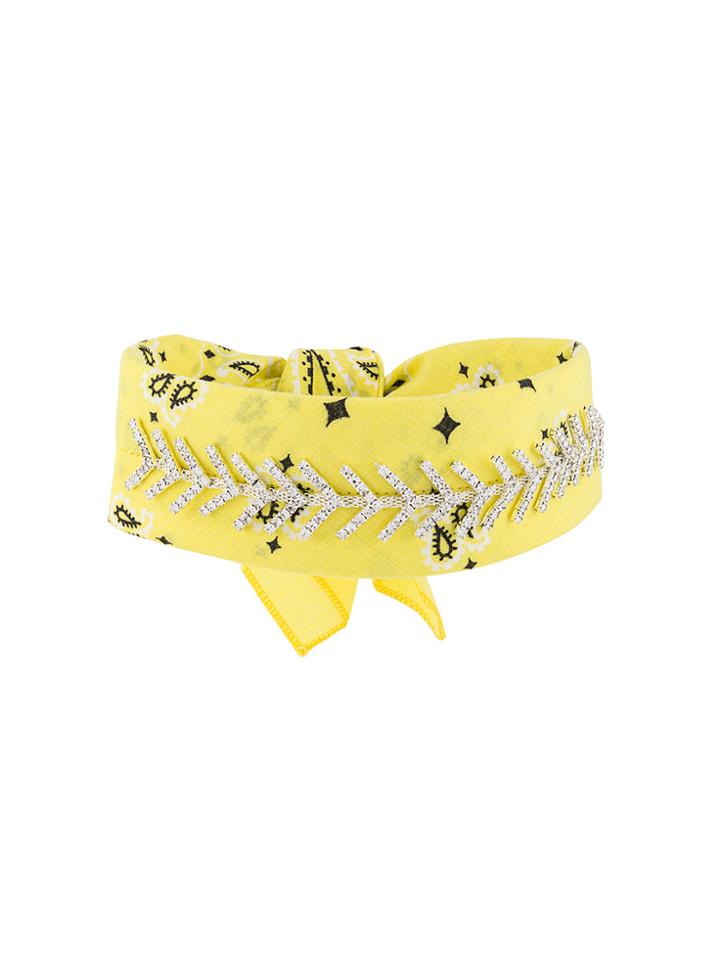 Fallon Jewel Embellished Bandana Choker - Yellow & Orange