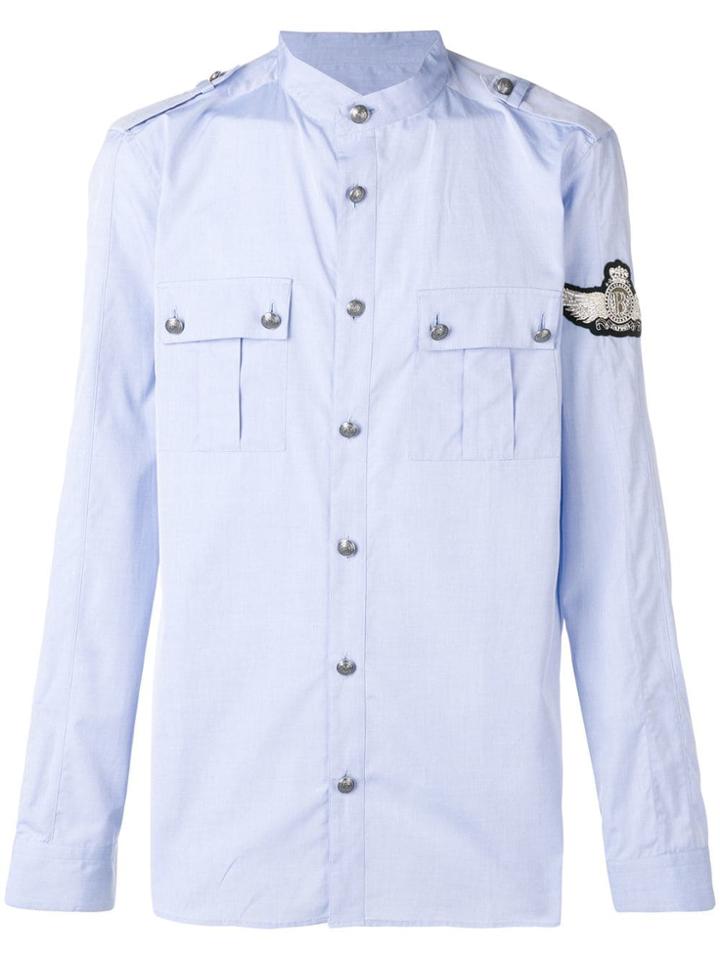Balmain Patch Button Down Shirt - Blue
