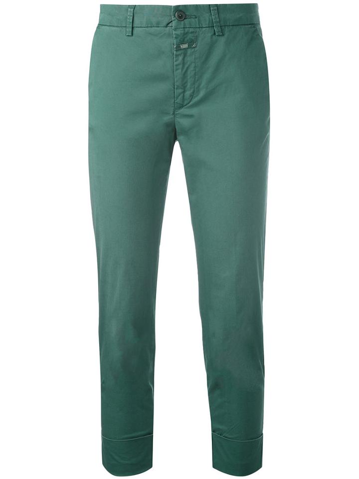 Closed - Cropped Chino Trousers - Women - Cotton/spandex/elastane - 29, Green, Cotton/spandex/elastane
