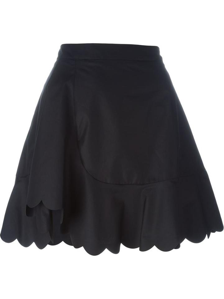 See By Chloé Scalloped Hem Skirt, Women's, Size: 40, Black, Cotton