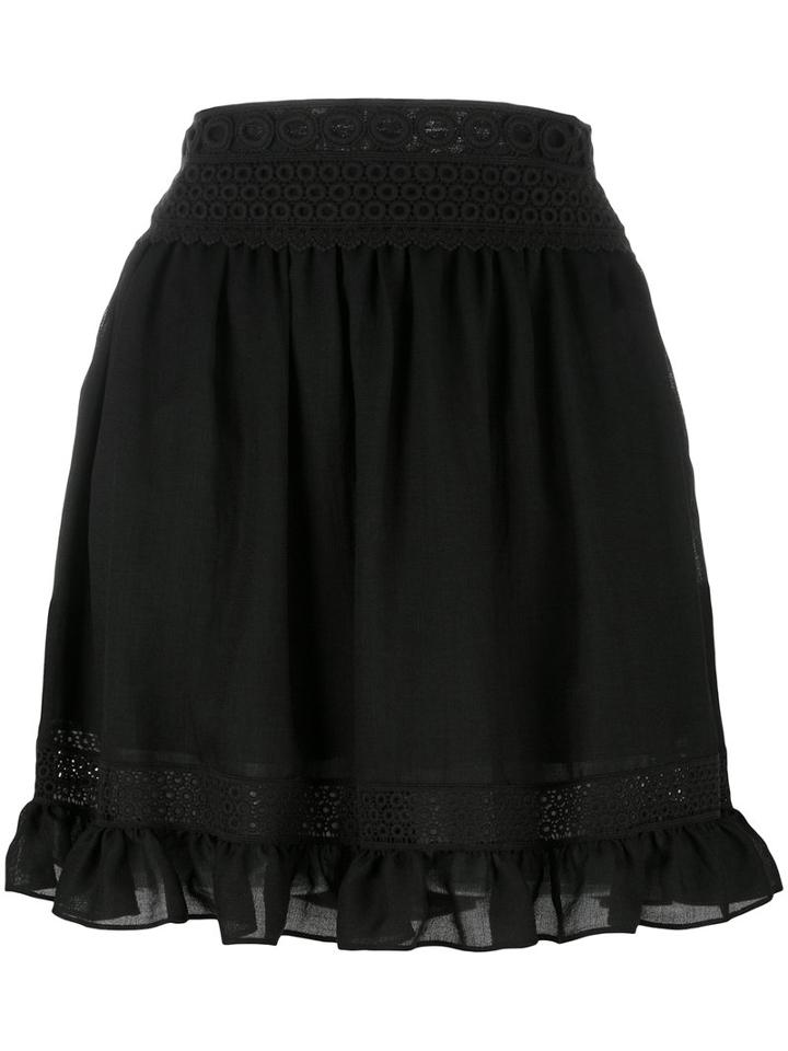 Mcq Alexander Mcqueen - Short Length Embroidered Skirt - Women - Cotton/polyester/spandex/elastane - 42, Black, Cotton/polyester/spandex/elastane