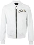 Philipp Plein Wild Tiger Bomber Jacket, Men's, Size: Large, White, Leather/viscose