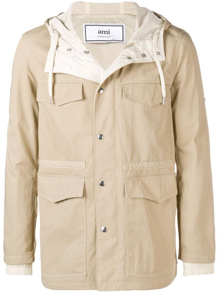 Ami Paris Patch Pockets Parka - Neutrals