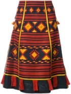 Vita Kin - 'croatia' Embroidered Midi Skirt - Women - Linen/flax - Xs, Blue, Linen/flax