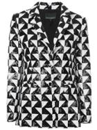 Cynthia Rowley Illusion Geometric Sequin Blazer - Black