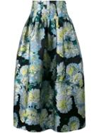 Adam Lippes Full Floral Skirt, Women's, Size: 6, Black, Polyester/silk