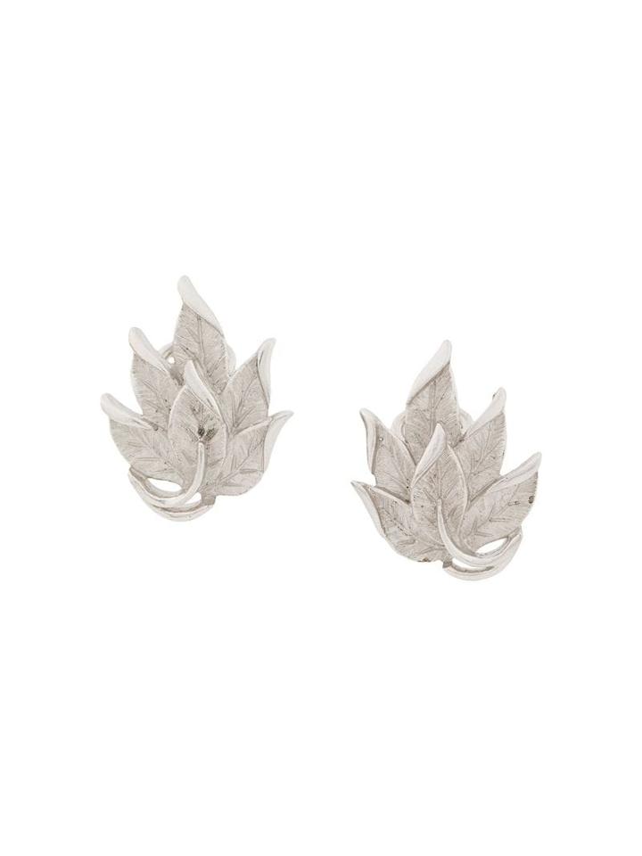 Susan Caplan Vintage 1960's Trifari Curled Leaf Clip-on Earrings -